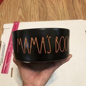 Rae Dunn Halloween Black Orange Pet Dog Cat Food Water Bowl “Mama’s Boo”